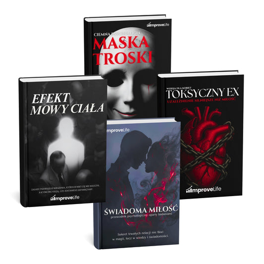 ZESTAW CZTERECH EBOOKÓW - EFEKT MOWY CIAŁA + MASKA TROSKI + TOKSYCZNY EX + ŚWIADOMA MIŁOŚĆ